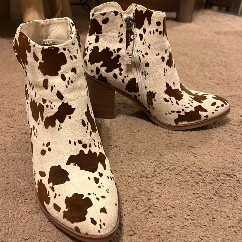 Cowhide print boots